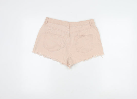Missguided Women's Pink Cut-Off Cotton Shorts, Size 10