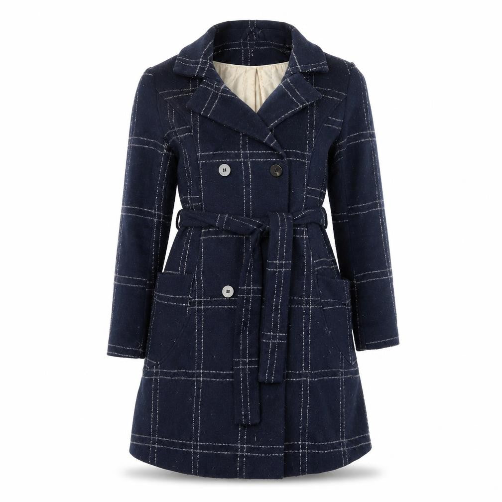 VILA Women's Blue Check Overcoat Size 10