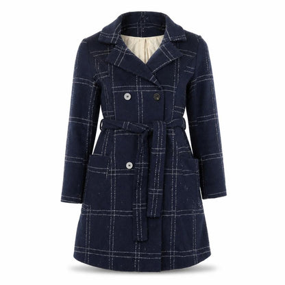 VILA Women's Blue Check Overcoat Size 10