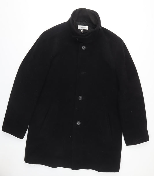 Mens UK Size 40 Calvin Klein Black Overcoat