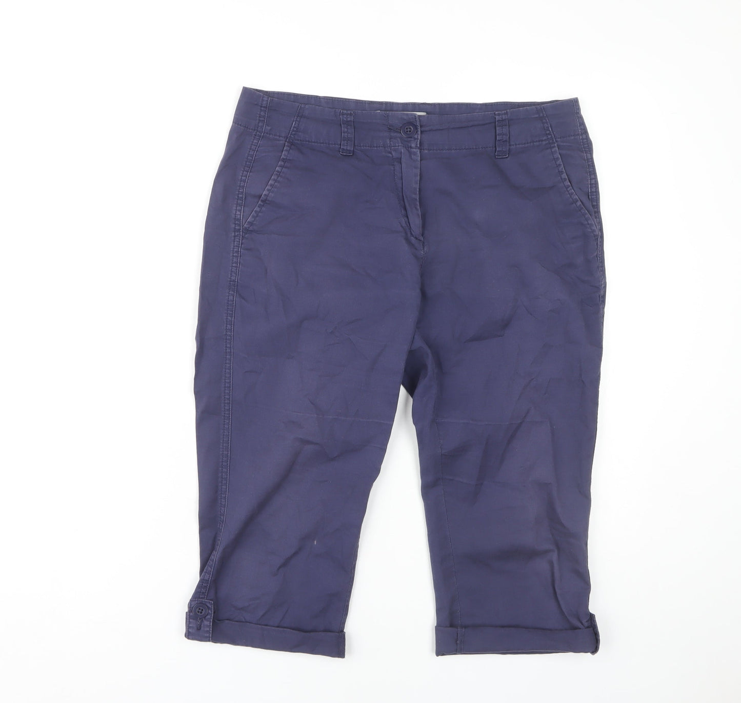 Womens UK Size 10 Marks and Spencer Regular Fit Cropped Blue Trousers
