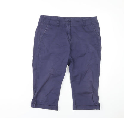 Womens UK Size 10 Marks and Spencer Regular Fit Cropped Blue Trousers