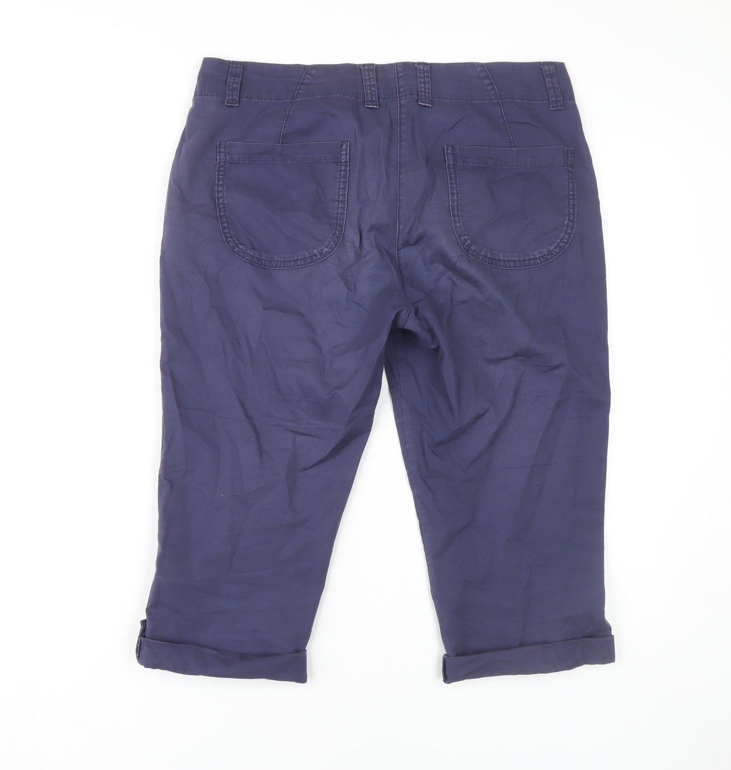 Womens UK Size 10 Marks and Spencer Regular Fit Cropped Blue Trousers