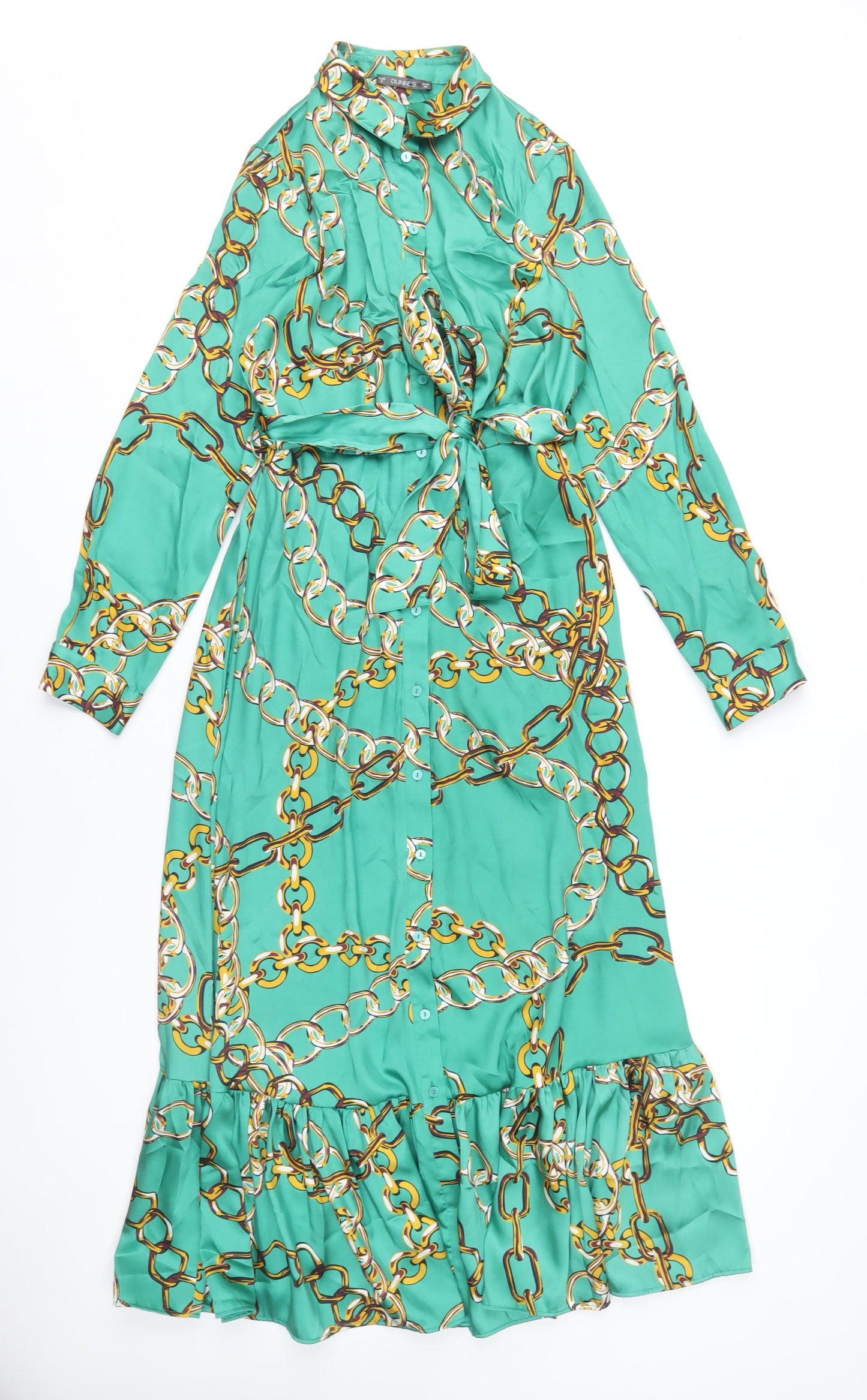Dunnes Women's Green Collared Shirt Dress Size 8