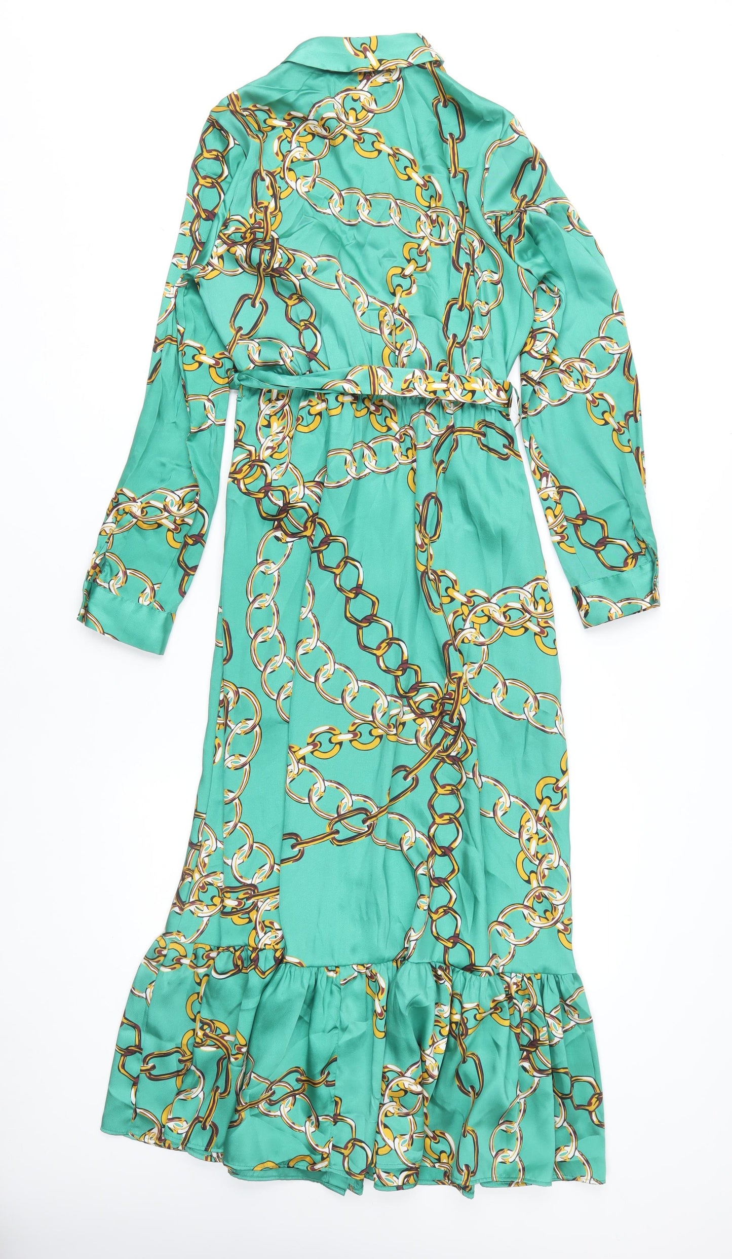 Dunnes Women's Green Collared Shirt Dress Size 8