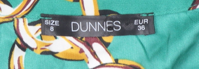 Dunnes Women's Green Collared Shirt Dress Size 8
