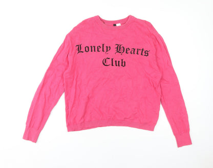 Womens UK Size 12 H&M Pink Pullover Jumper