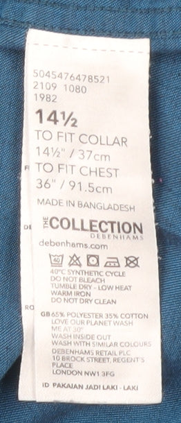 Mens UK Collar Size 14.5 Debenhams Smart Blue  Dress Shirt