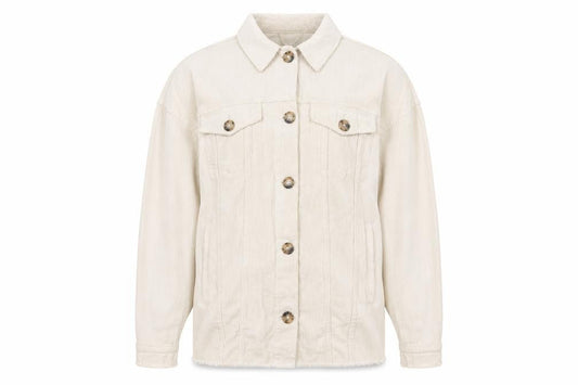 Front view of Stradivarius Beige Corduroy unisex jacket, size S
