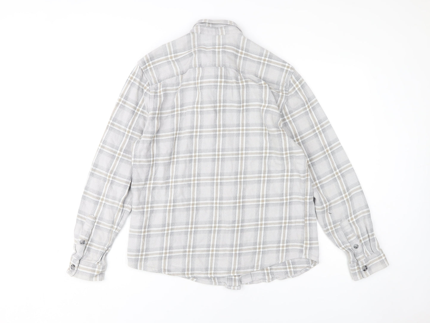 River Island Men's Grey Plaid Button-Up Shirt M
