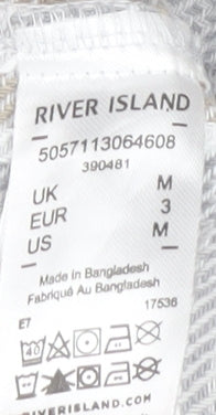 River Island Men's Grey Plaid Button-Up Shirt M