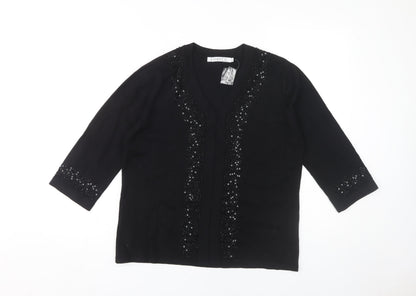Womens UK Size 14 Emreco Black Cardigan Jumper