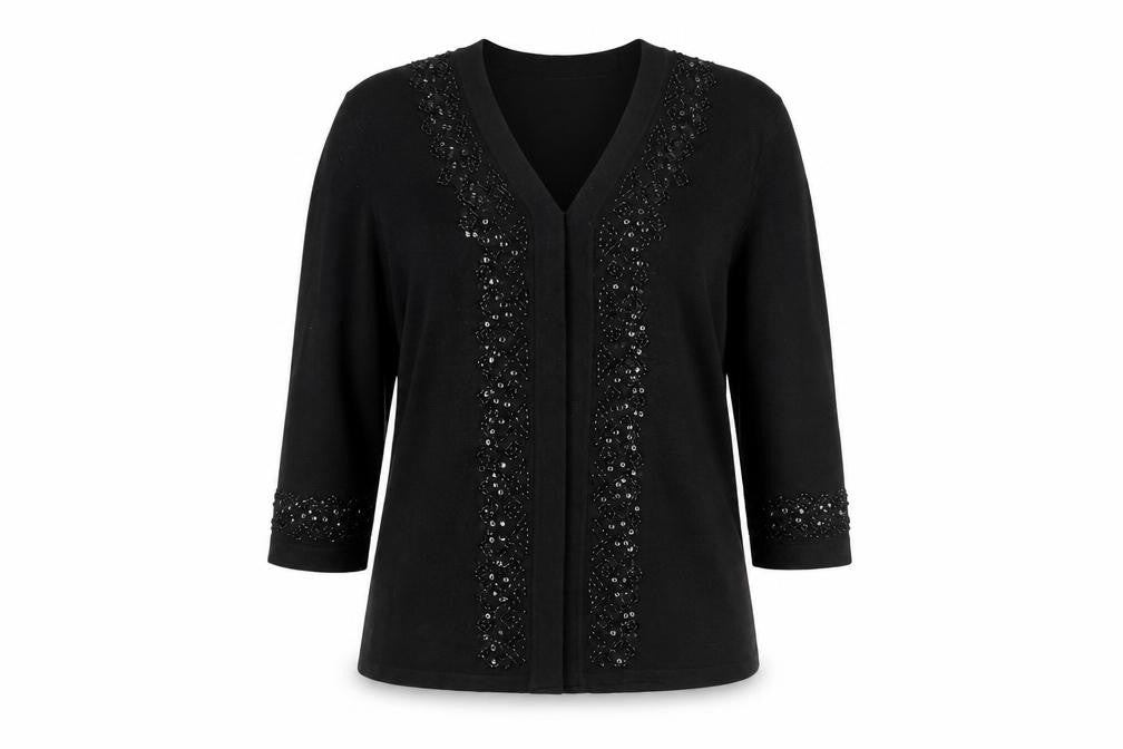 Womens UK Size 14 Emreco Black Cardigan Jumper