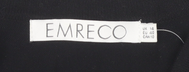 Womens UK Size 14 Emreco Black Cardigan Jumper