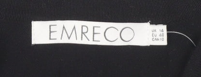 Womens UK Size 14 Emreco Black Cardigan Jumper