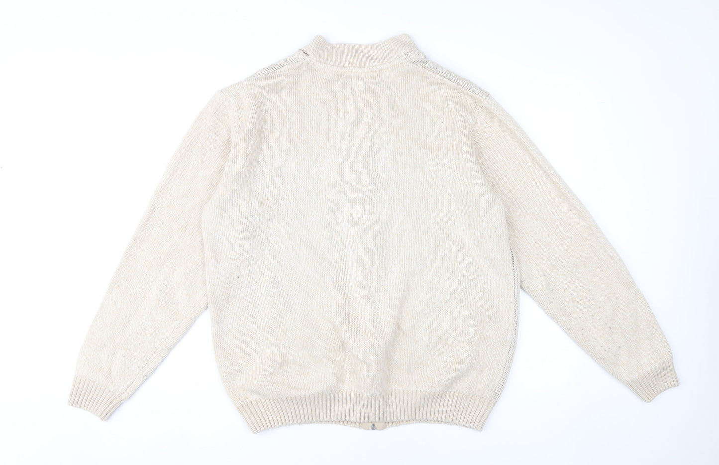 Premier Man Men's Beige Full Zip Cardigan, L, Geometric Knit