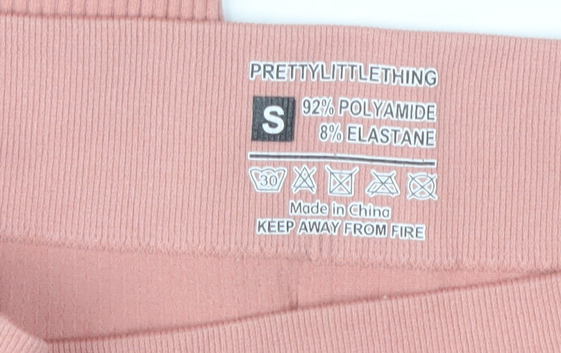 PrettyLittleThing Women’s Pink Slim Fit Ribbed Leggings
