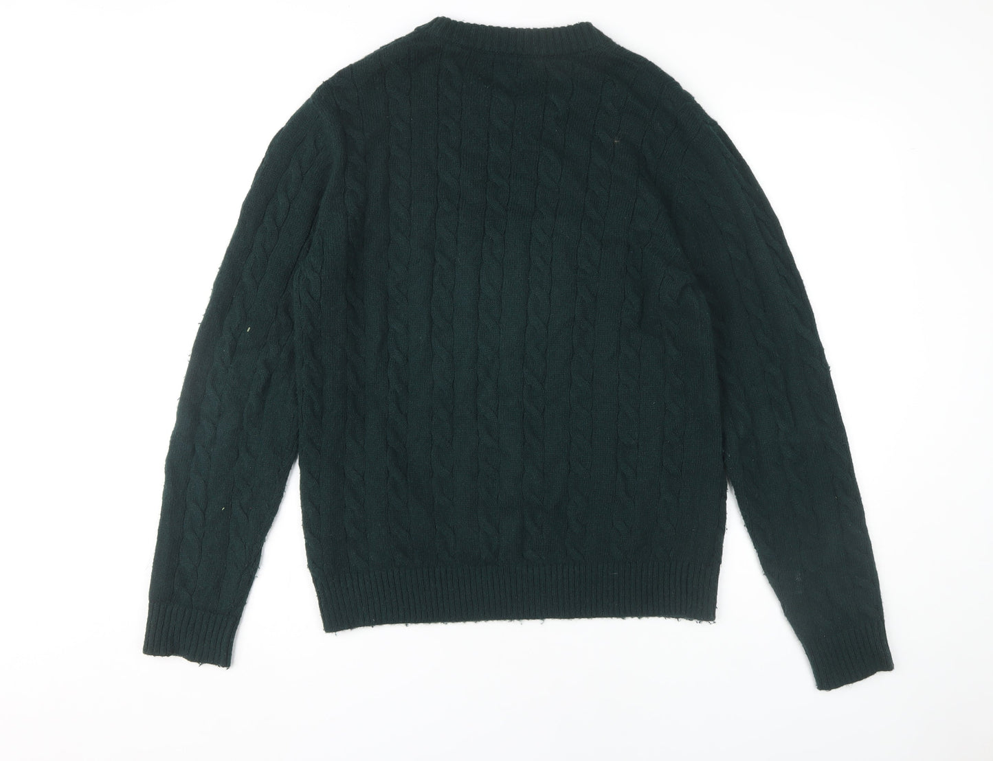 Next Men's Green Cable-Knit Crew Neck Jumper M