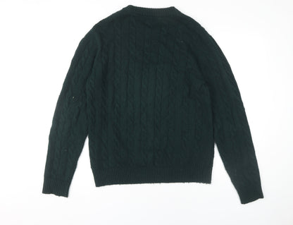 Next Men's Green Cable-Knit Crew Neck Jumper M