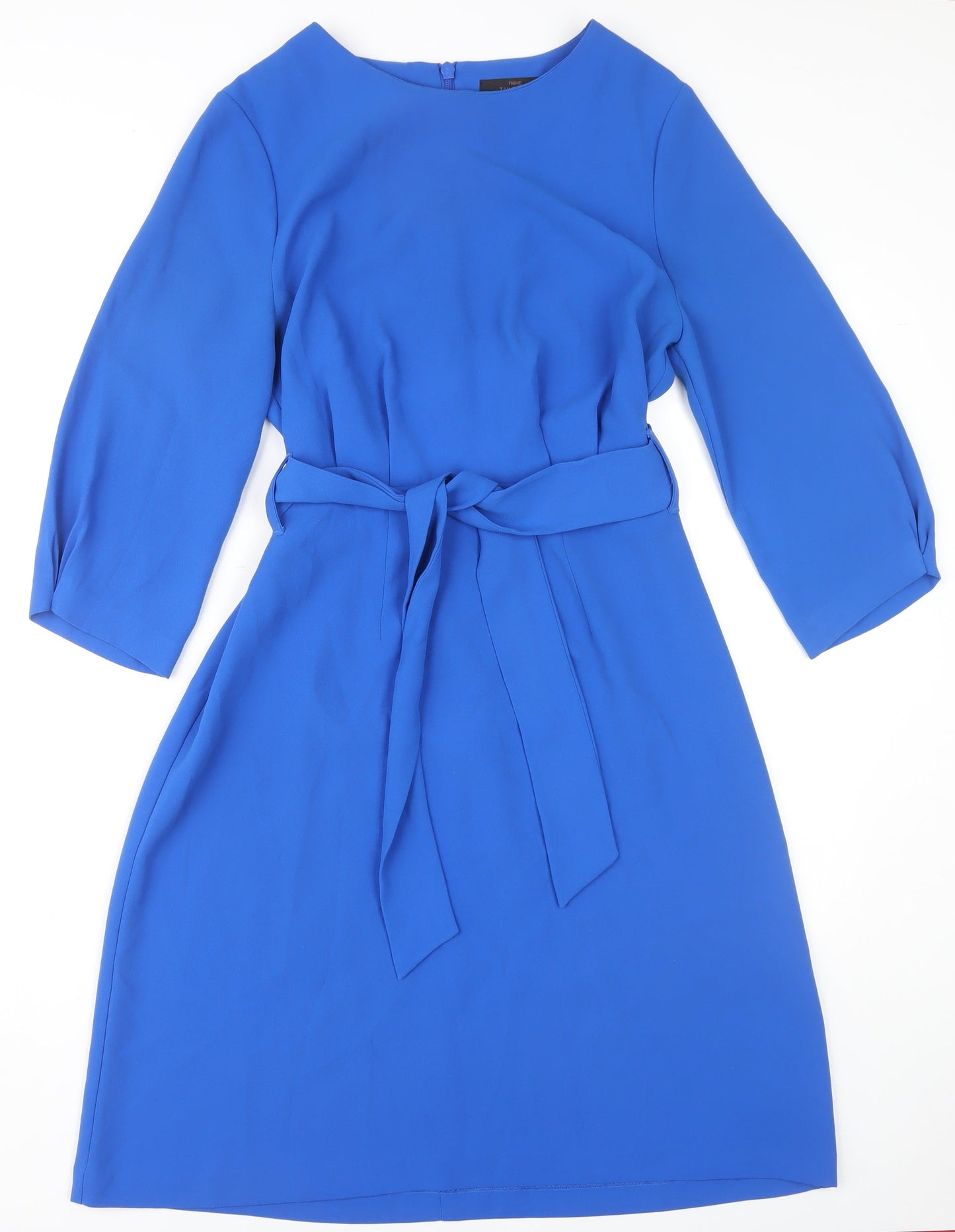 Next Women's Blue A-Line Dress, Size 12, 3/4 Sleeve