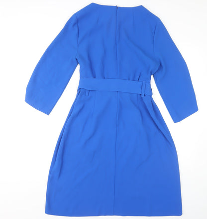 Next Women's Blue A-Line Dress, Size 12, 3/4 Sleeve