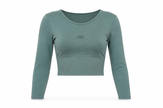 PrettyLittleThing Women's Green Cropped Long Sleeve Top