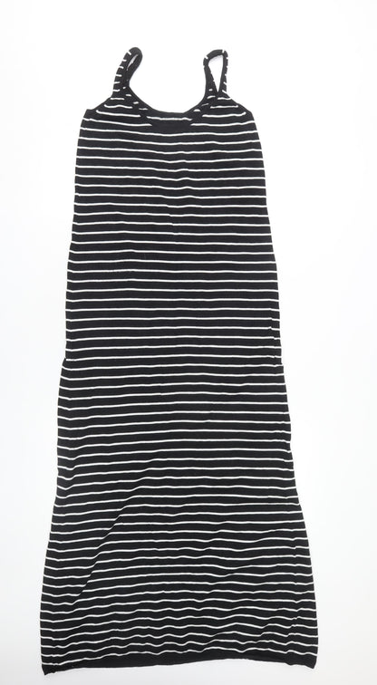 ZARA Women Black Striped Slip Dress S Summer Casual