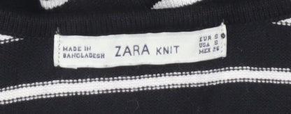 ZARA Women Black Striped Slip Dress S Summer Casual