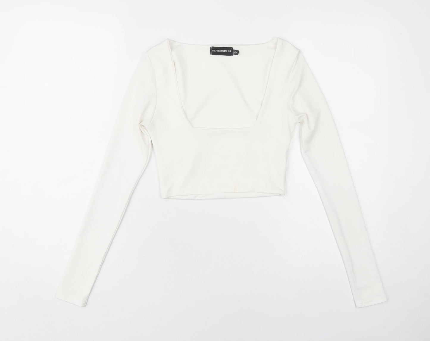 Womens UK Size 6 PRETTYLITTLETHING White Cropped T-Shirt