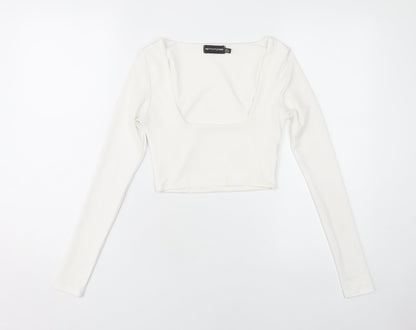 Womens UK Size 6 PRETTYLITTLETHING White Cropped T-Shirt