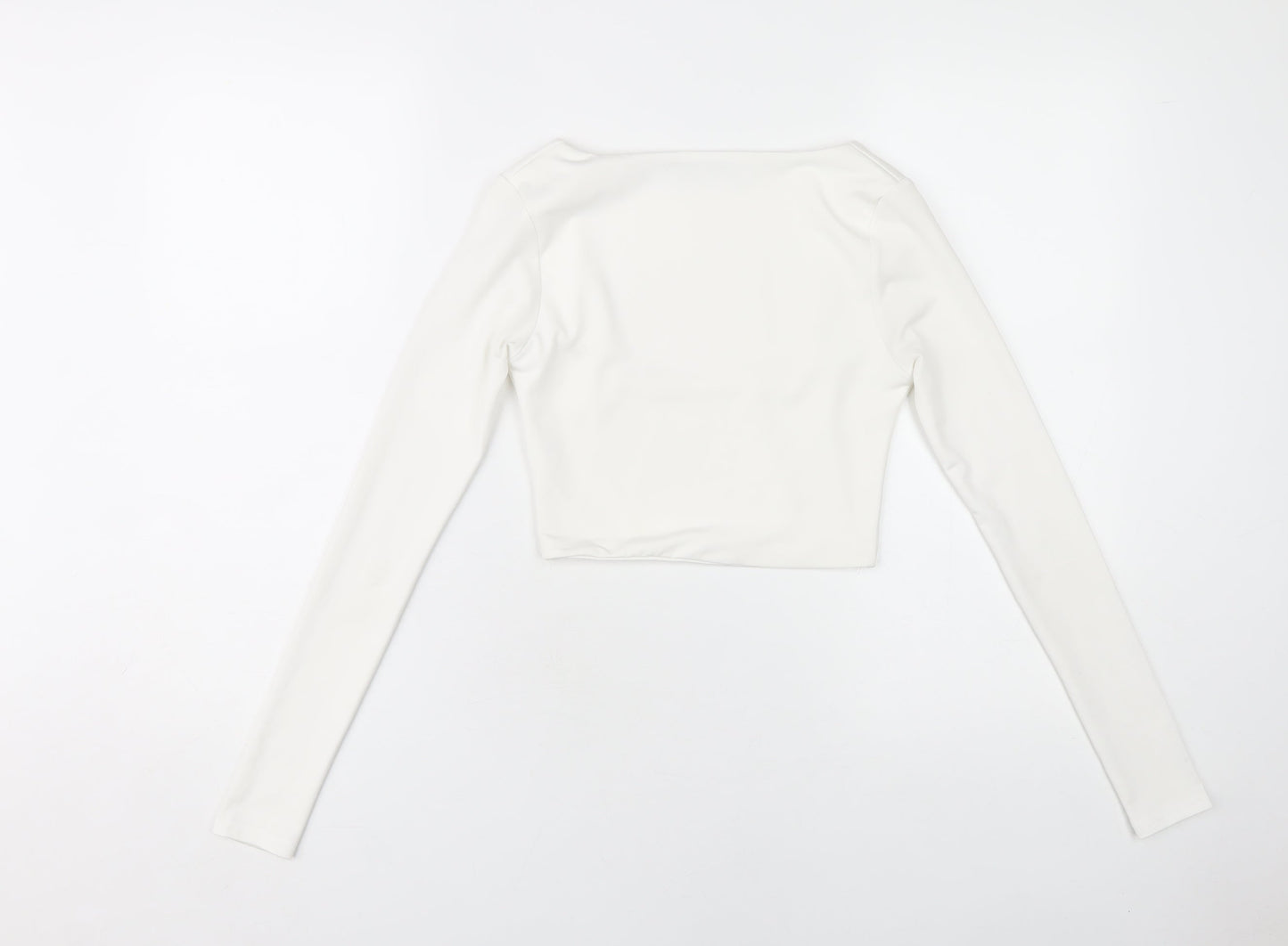 Womens UK Size 6 PRETTYLITTLETHING White Cropped T-Shirt