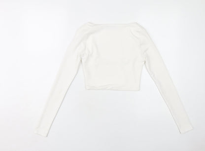 Womens UK Size 6 PRETTYLITTLETHING White Cropped T-Shirt