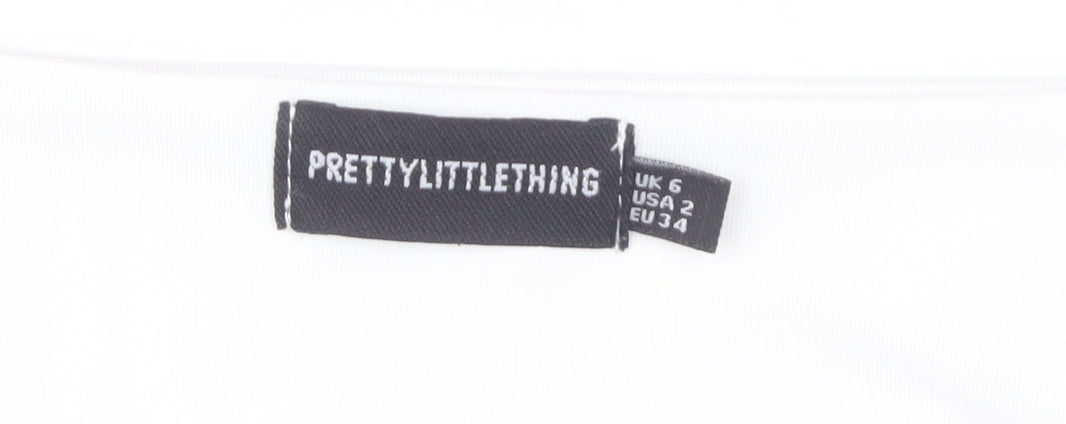 Womens UK Size 6 PRETTYLITTLETHING White Cropped T-Shirt