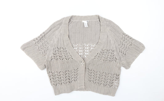 Womens UK Size M H&M Beige Cardigan Jumper
