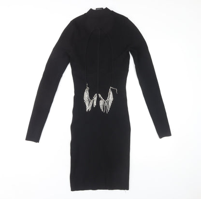 Bershka Women's Black Dress S - Rhinestone Party Wear