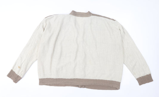 Bellisimo Men's Beige XL Argyle Cardigan