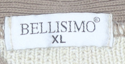 Bellisimo Men's Beige XL Argyle Cardigan