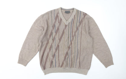 Peter Gribby Men's Beige L Pullover V-Neck Jumper