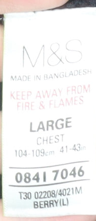 Marks and Spencer Men's Brown Henley Jumper - Large