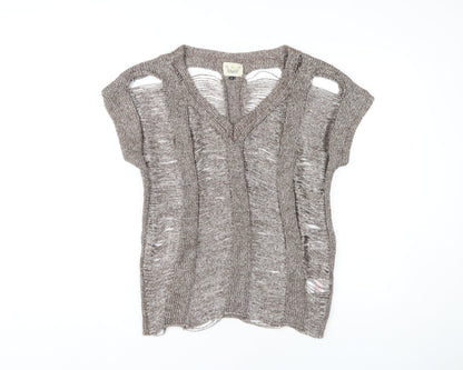 River Island Brown Open-Knit Pullover Jumper Size 8