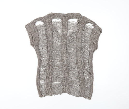 River Island Brown Open-Knit Pullover Jumper Size 8