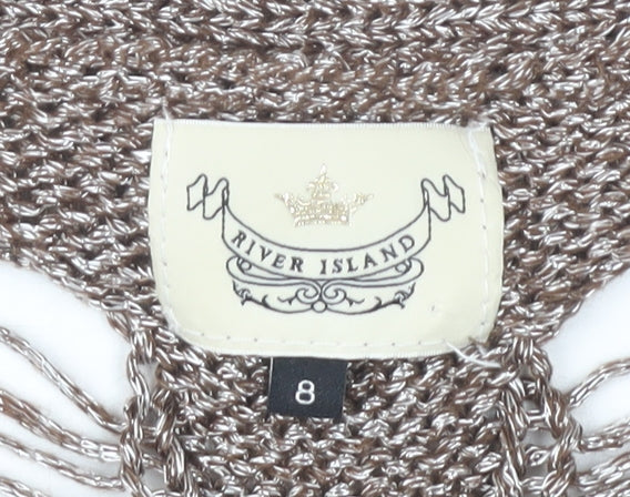 River Island Brown Open-Knit Pullover Jumper Size 8