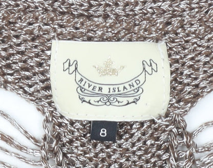 River Island Brown Open-Knit Pullover Jumper Size 8