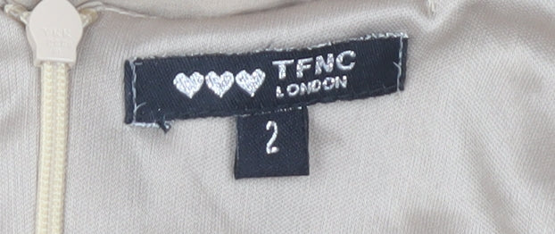 TFNC London Beige Beaded Blouse, Women’s Size 2