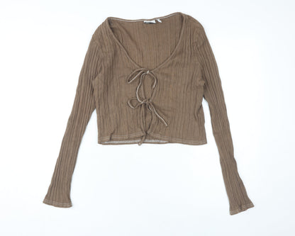 Womens UK Size 12 ASOS Brown Cropped Blouse