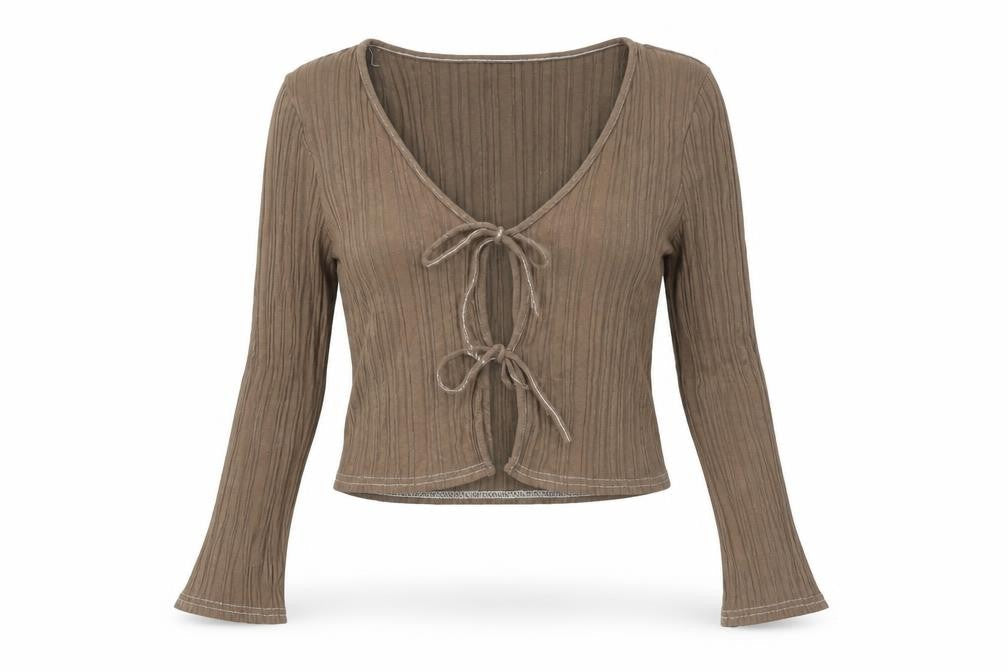Womens UK Size 12 ASOS Brown Cropped Blouse