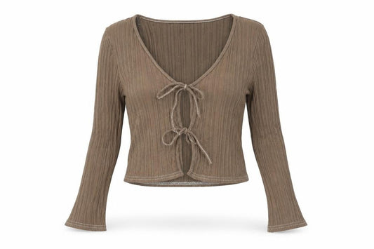 Womens UK Size 12 ASOS Brown Cropped Blouse