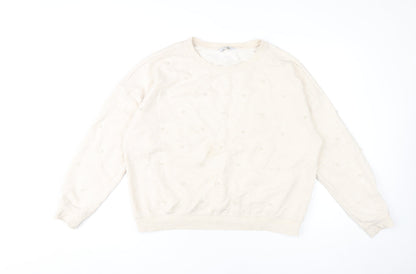 NEXT Women's Beige Embroidered Sweatshirt, Size M
