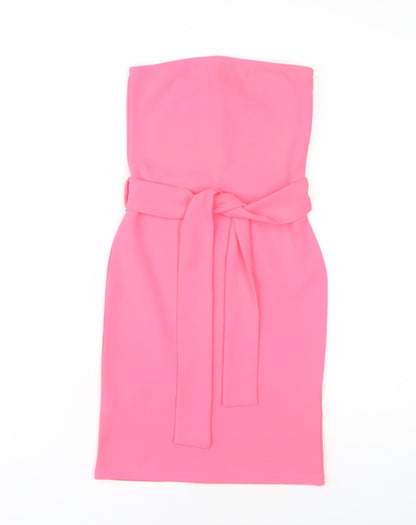 PrettyLittleThing Pink Bodycon Strapless Dress, Size 6