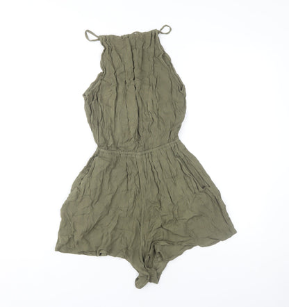 H&M Women’s Green Halter Playsuit, Size 4, Sleeveless